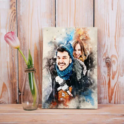 Kişiye özel kara kalem tasarım ürününün ana görseli, sulu boya tasarım, sulu boya tablo, kişiye özel tablo, kanvas tablo