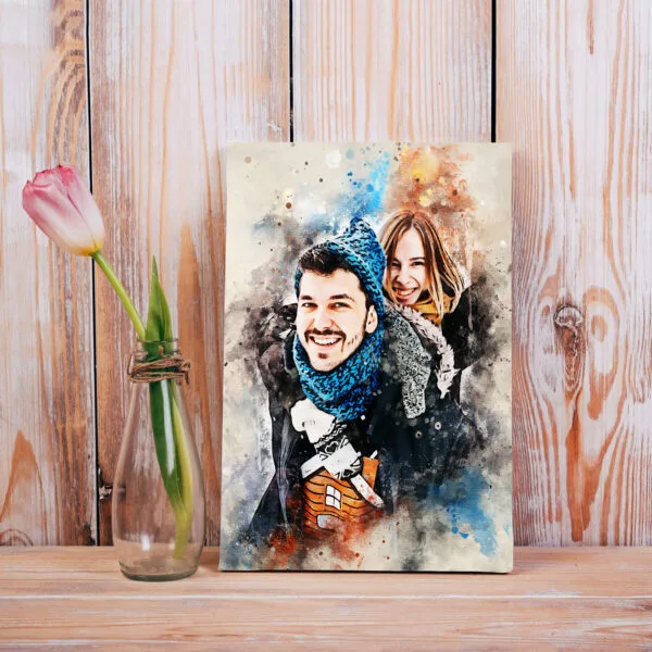 Kişiye özel kara kalem tasarım ürününün ana görseli, sulu boya tasarım, sulu boya tablo, kişiye özel tablo, kanvas tablo
